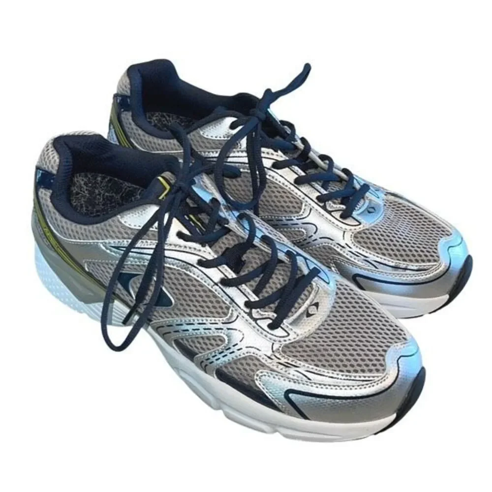 Apex Mens Lace Up Mesh Athletic Boss Runner Active Shoes Silver Blue‎ Size 12.5